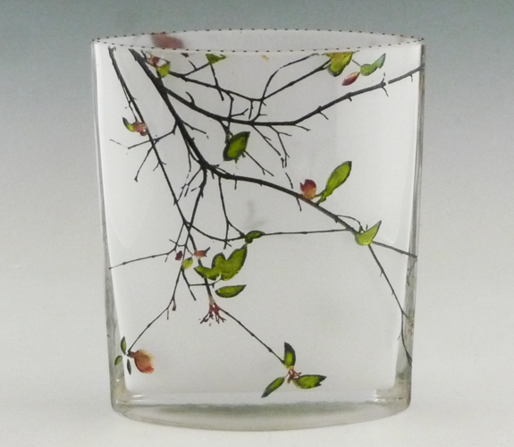 Mary Melinda Wellsandt - Etched Glass Vase, Delicate Leaf